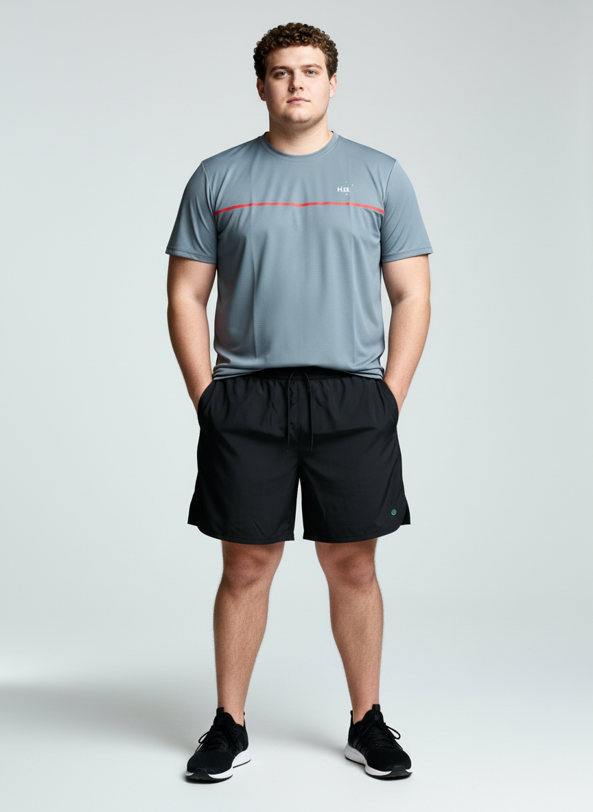 A man standing wearing a Paul Coll squash shirt fabric detail – anti-odor silver-plated yarn technology in Provincial Blue