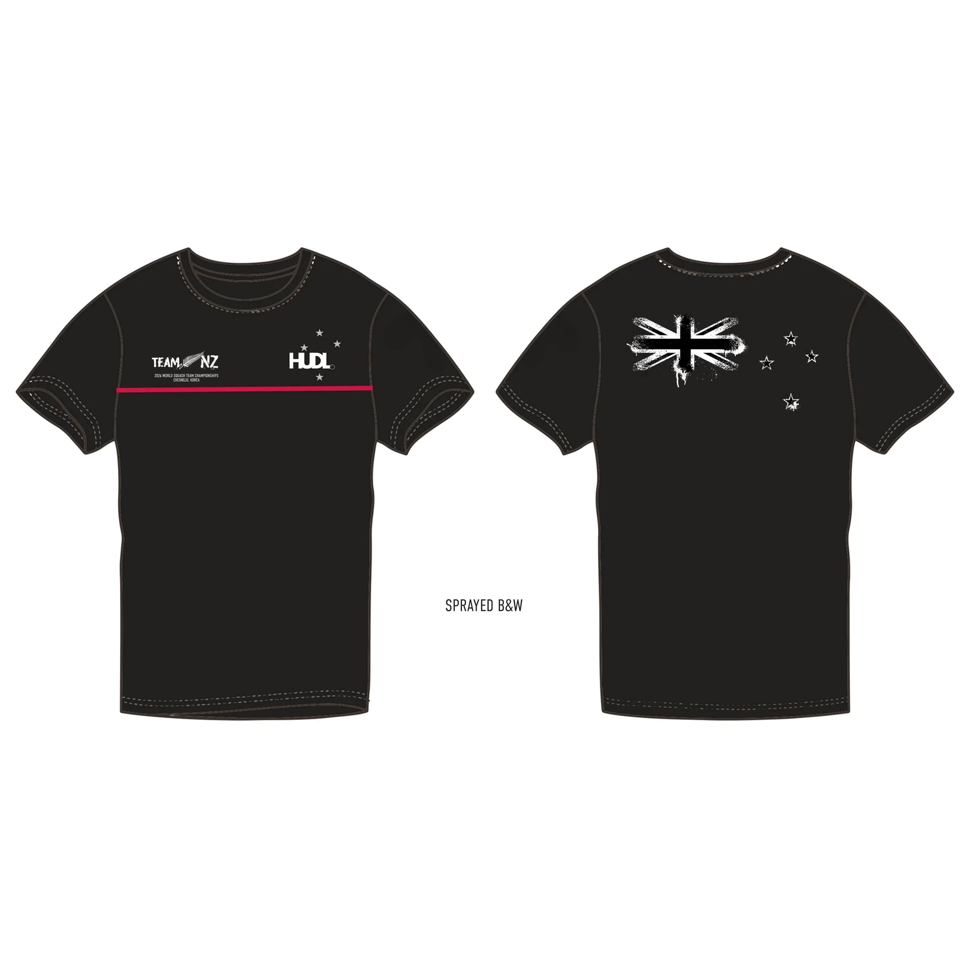 Lay flat of the Paul Coll 2026 team support squash shirt pre-sale – back NZ's finest on court with HUDL Athletica.  